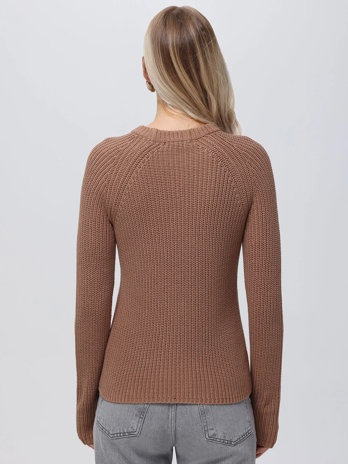 Jane: Crewneck Shaker Stitch Cotton Sweater