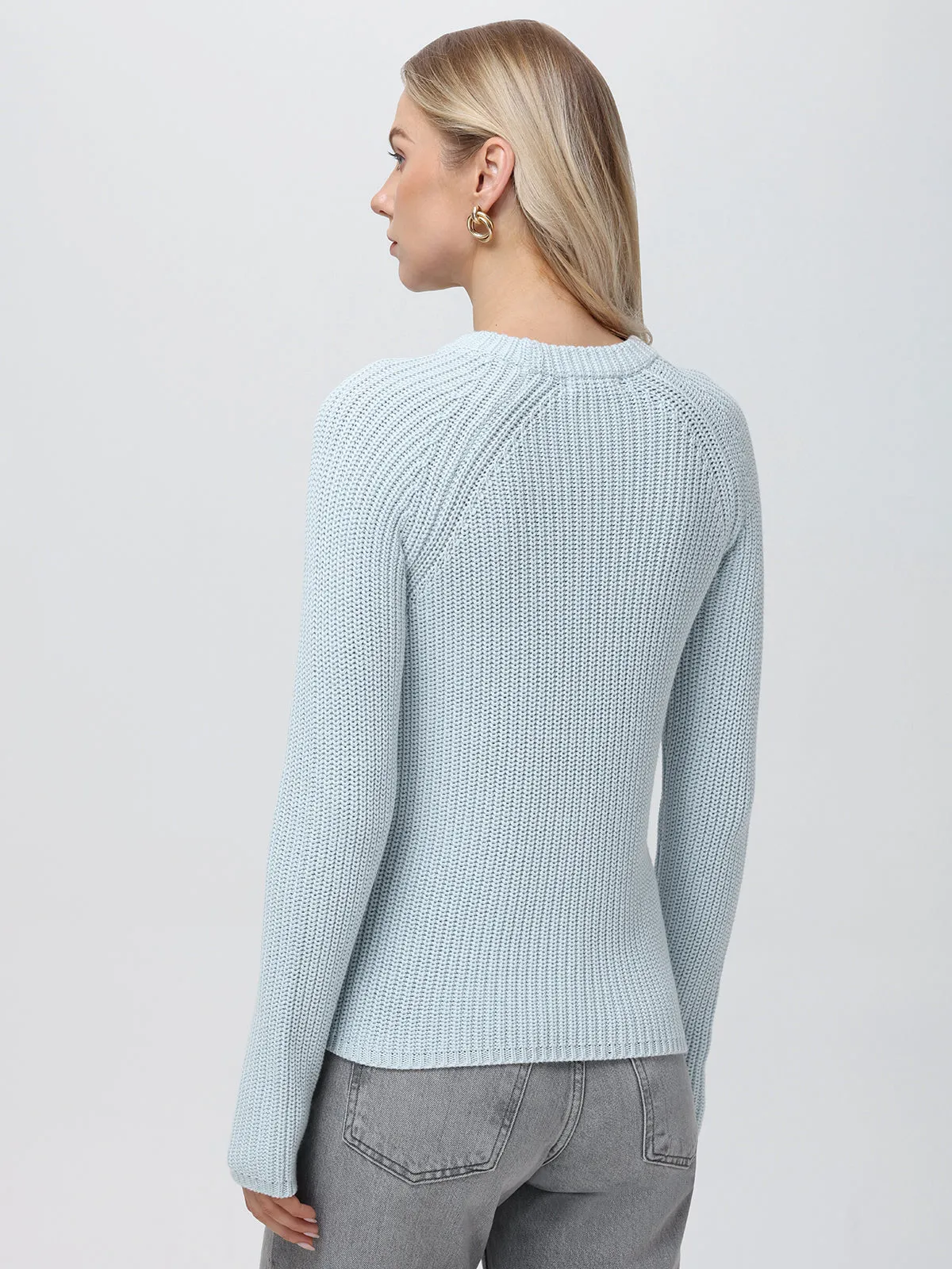 Jane: Crewneck Shaker Stitch Cotton Sweater