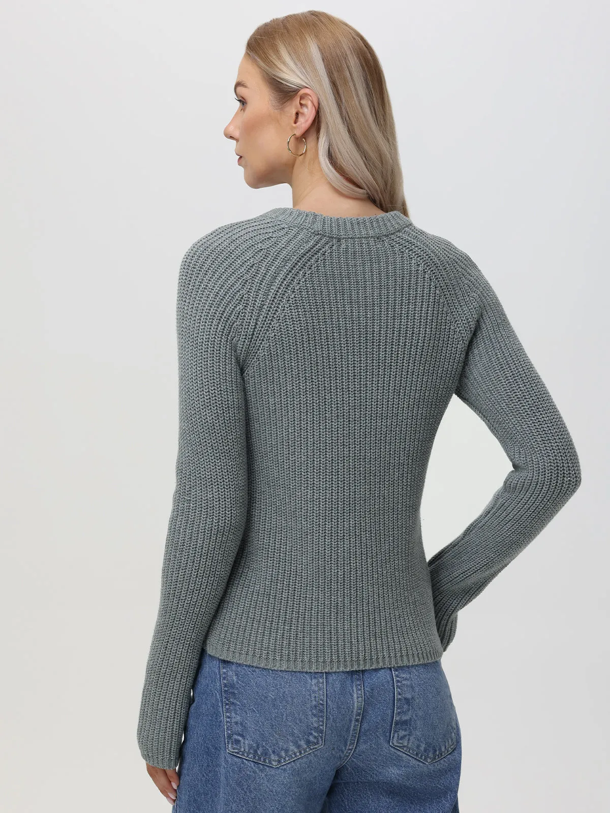 Jane: Crewneck Shaker Stitch Cotton Sweater