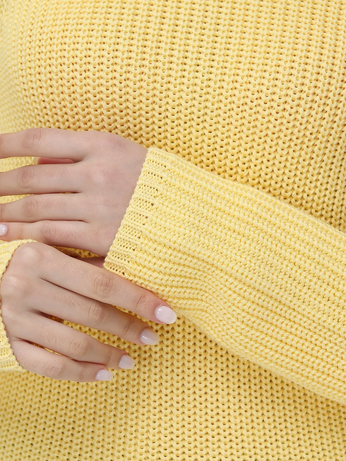Jane: Crewneck Shaker Stitch Cotton Sweater