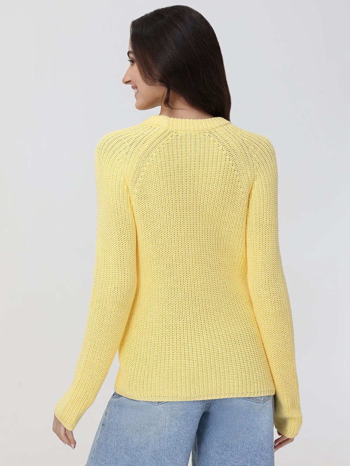 Jane: Crewneck Shaker Stitch Cotton Sweater