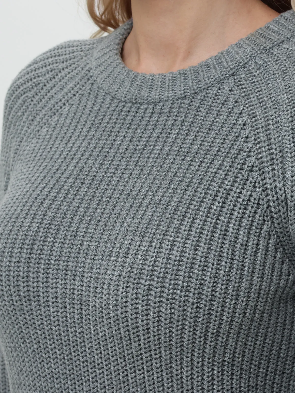 Jane: Crewneck Shaker Stitch Cotton Sweater