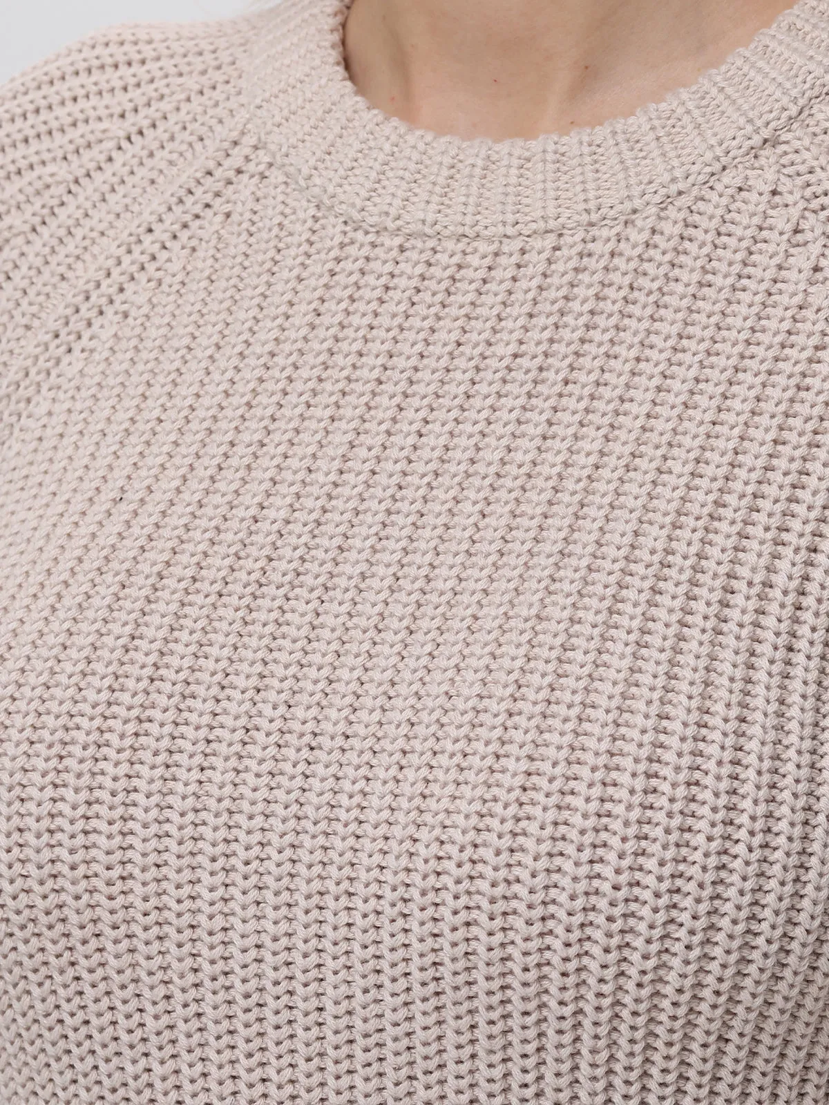 Jane: Crewneck Shaker Stitch Cotton Sweater