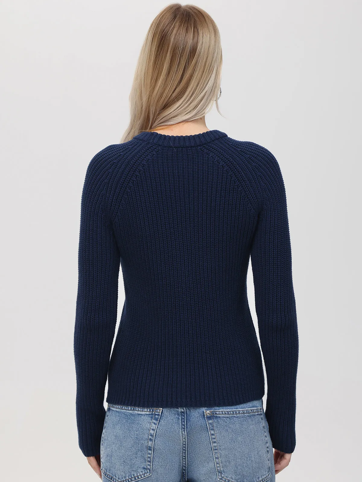Jane: Crewneck Shaker Stitch Cotton Sweater