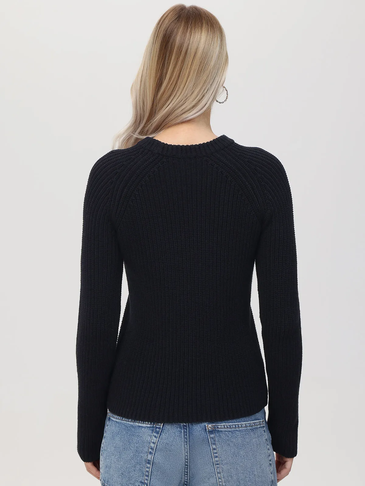 Jane: Crewneck Shaker Stitch Cotton Sweater