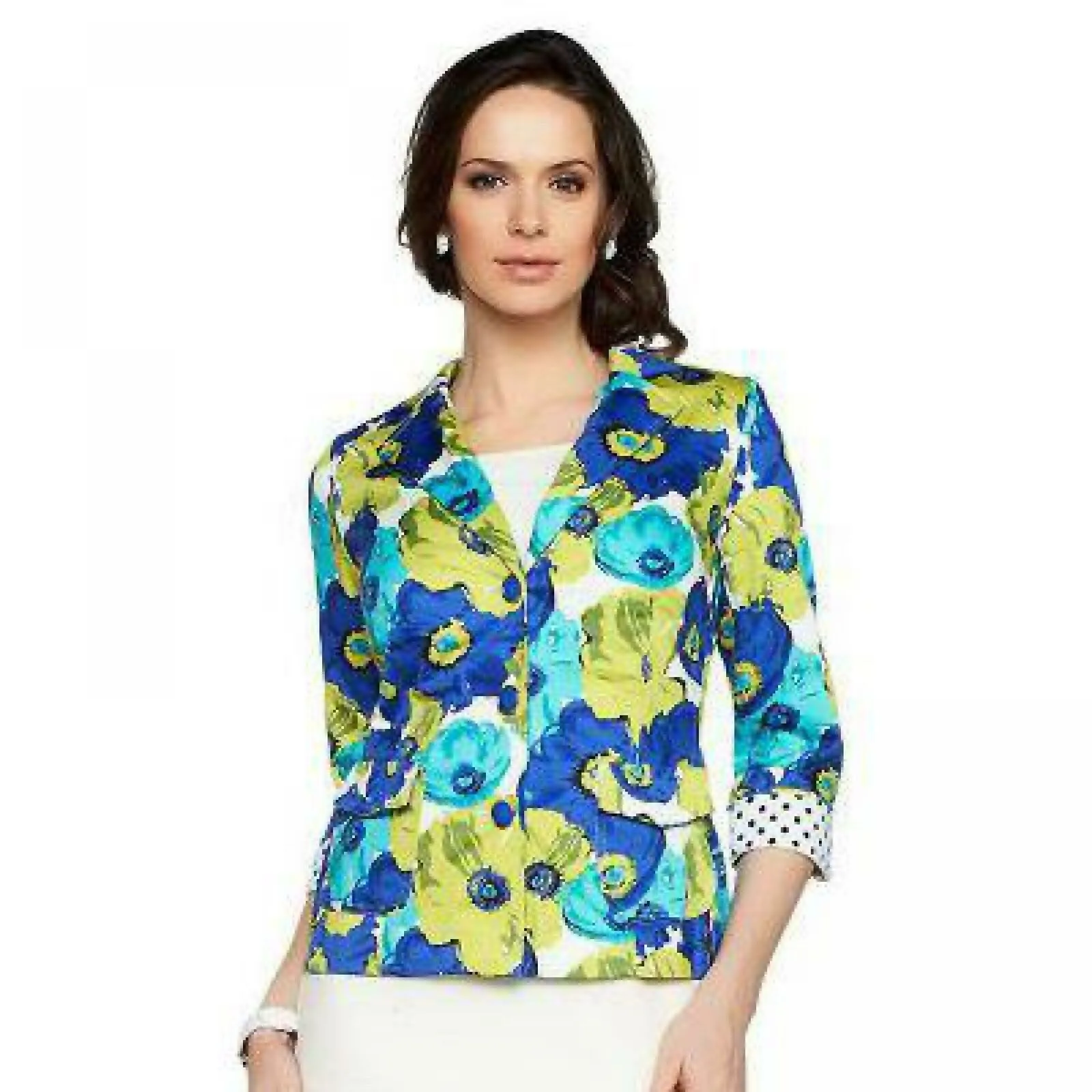 Joan Rivers Plus Size Floral Bouquet 3/4 Sleeve Jacket