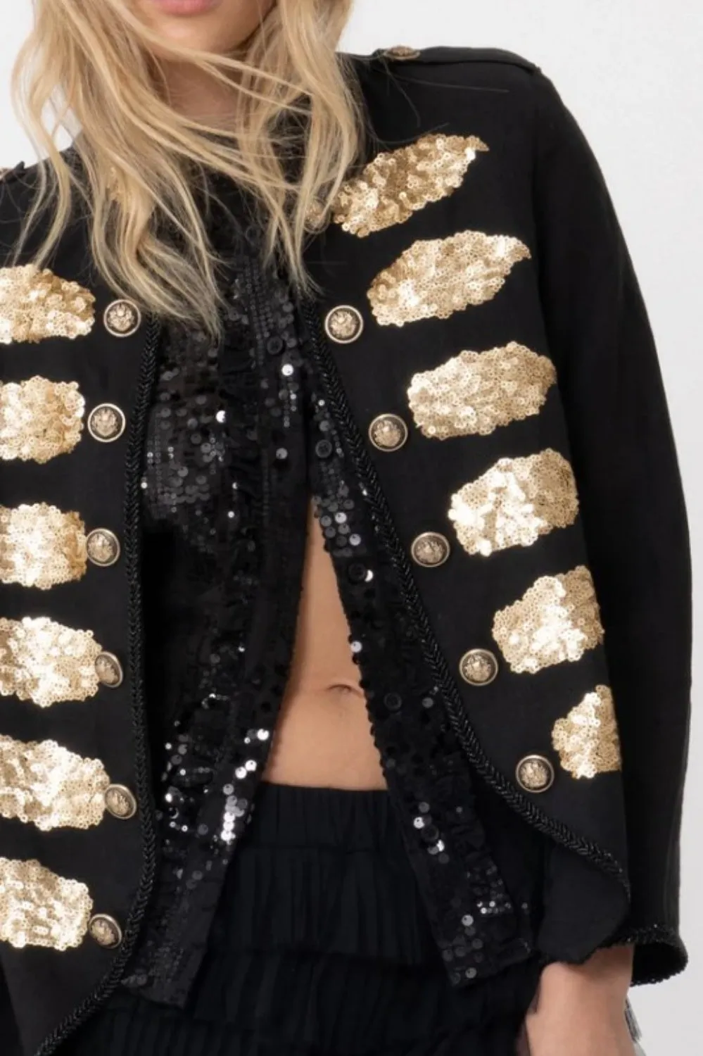 JOEY THE LABEL MILITARY JACKET BLACK   GOLD