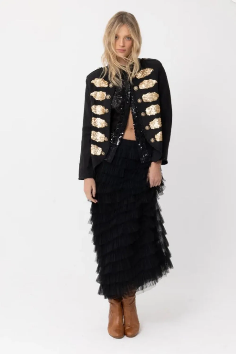 JOEY THE LABEL MILITARY JACKET BLACK   GOLD