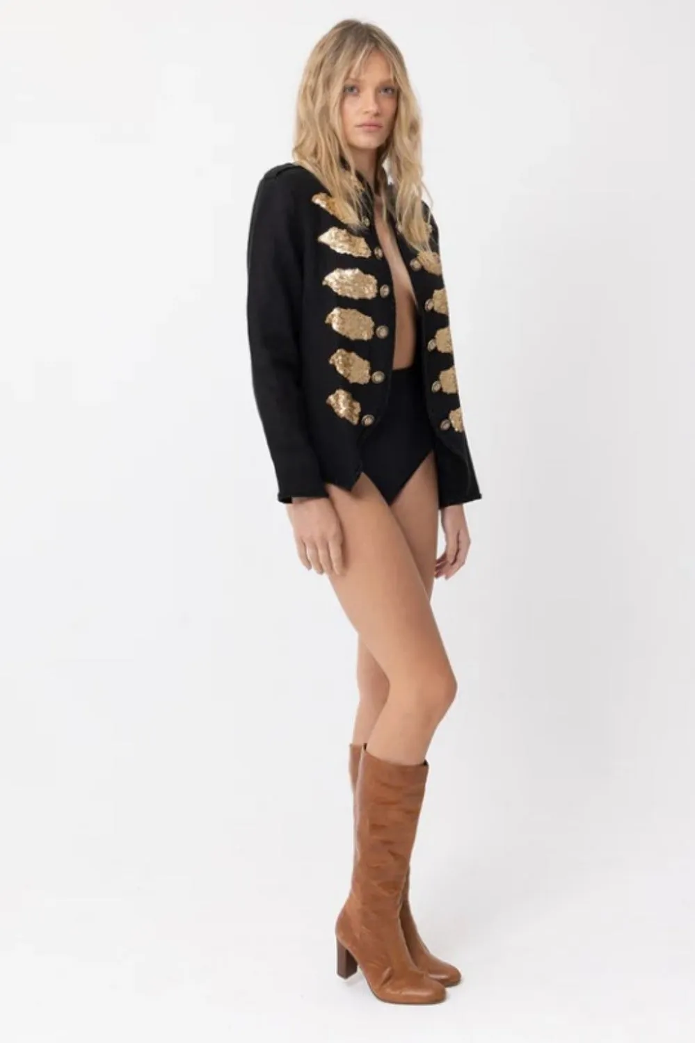 JOEY THE LABEL MILITARY JACKET BLACK   GOLD
