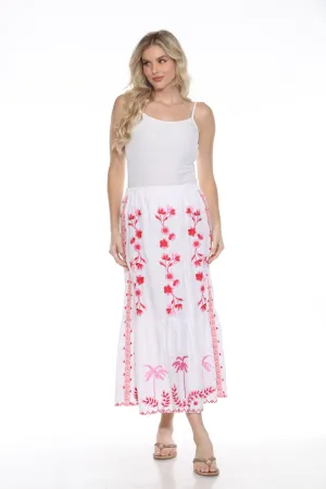 Johnny Was JWLA White Cassia Tiered Linen Maxi Skirt J71924