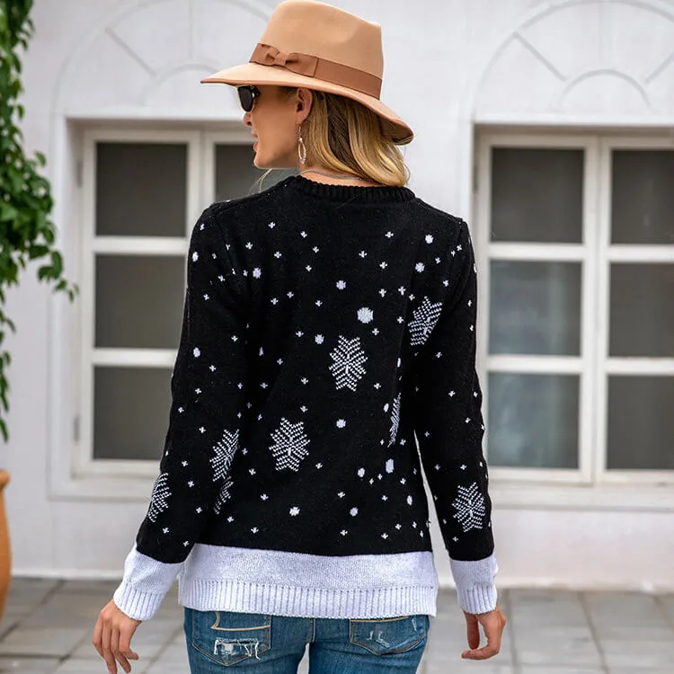 Jolly Reindeer Long Sleeve Knit Holiday Sweater