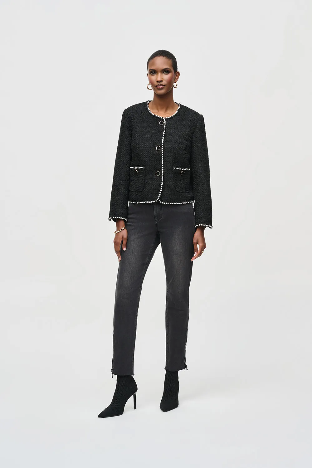 Joseph Ribkoff Bouclé Jacket With Contrast Trim Jr243911