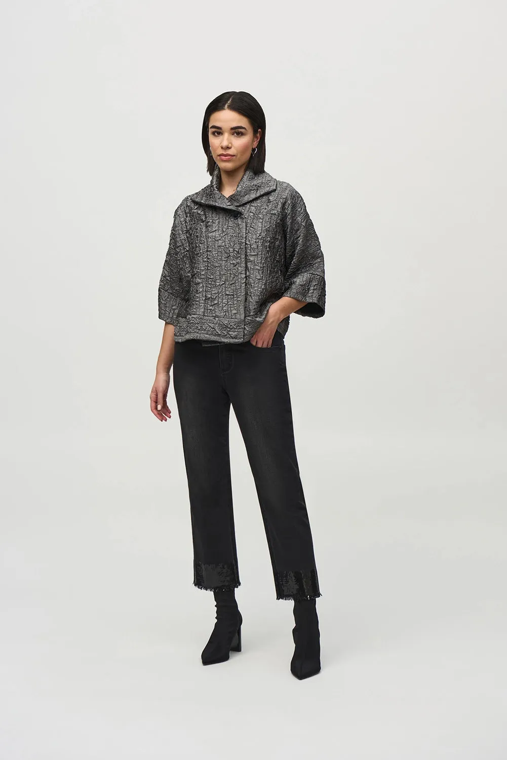 Joseph Ribkoff Textured Woven Jacquard Boxy Jacket Jr244204
