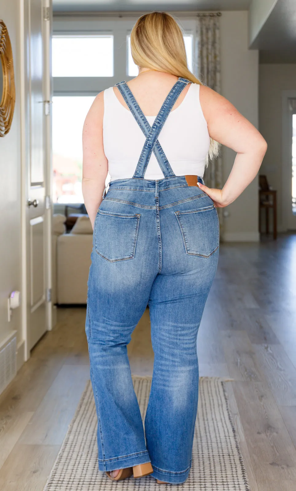 JUDY BLUE Izzy Control Top Retro Flare Overalls