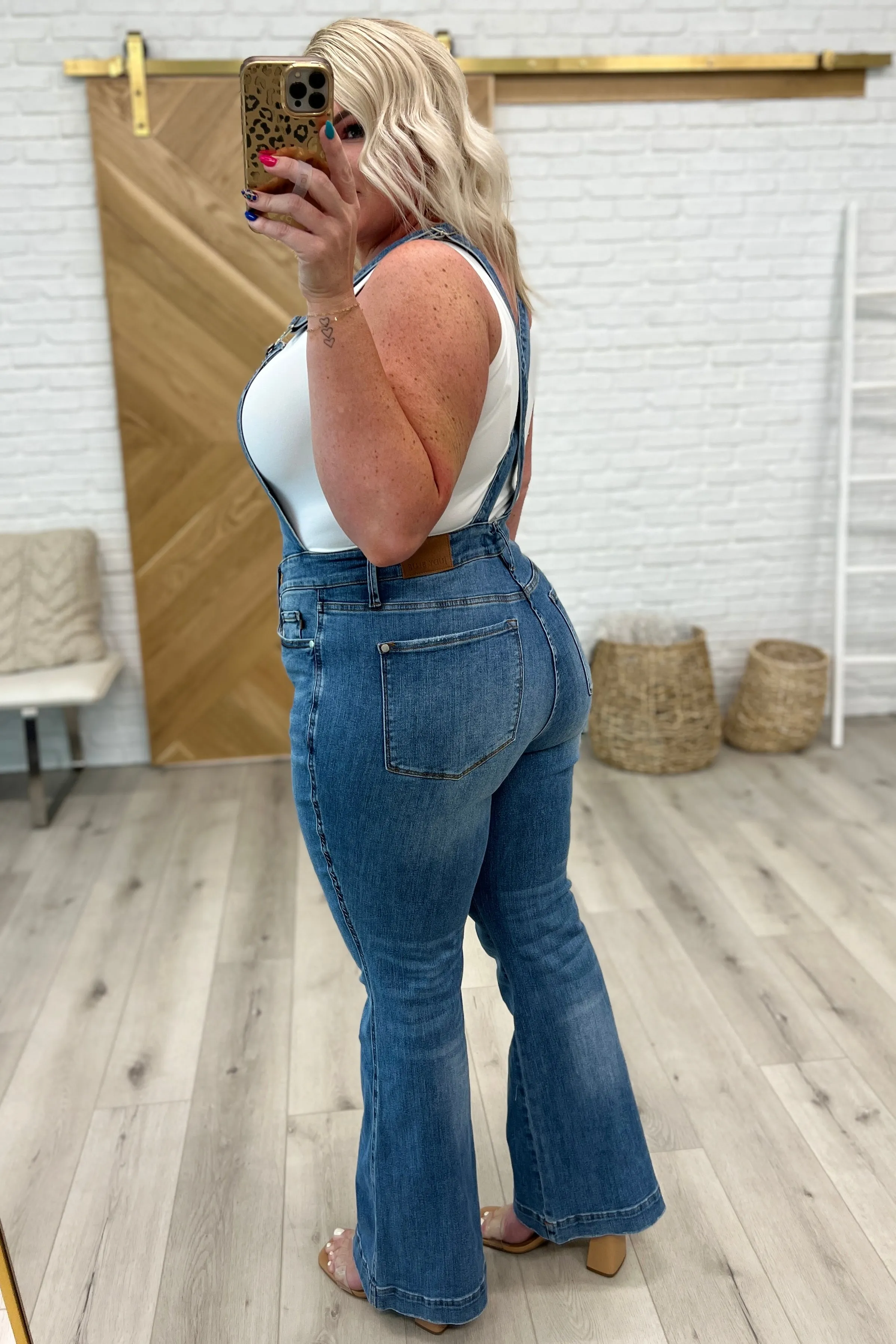 JUDY BLUE Izzy Control Top Retro Flare Overalls
