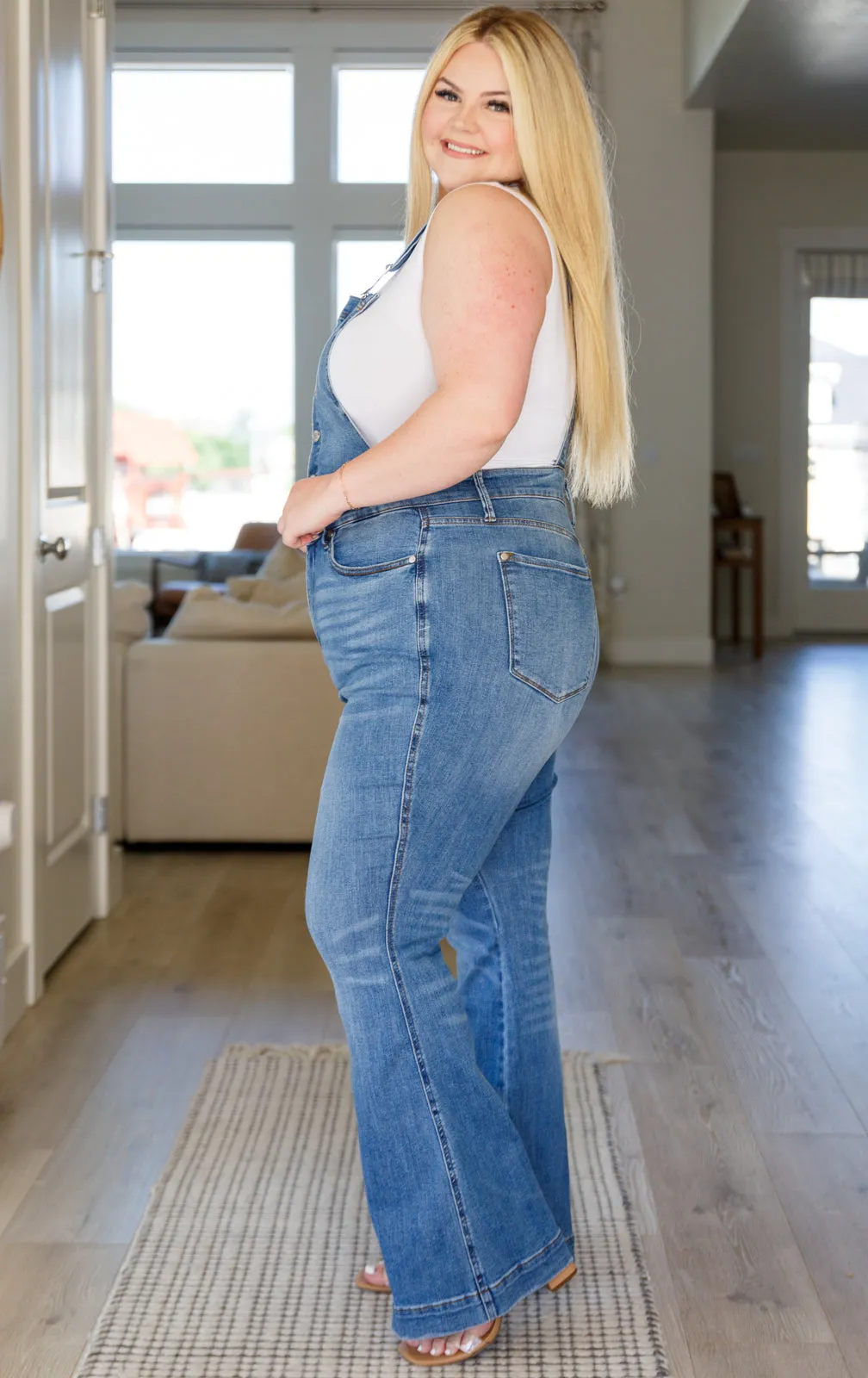JUDY BLUE Izzy Control Top Retro Flare Overalls