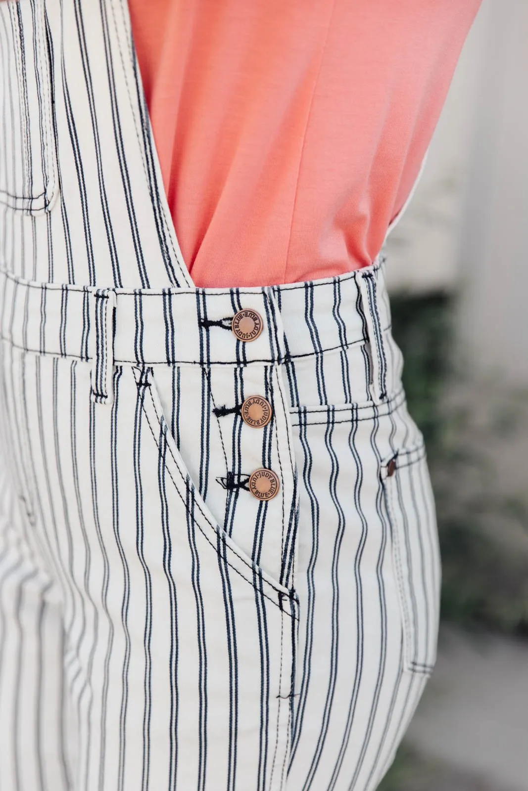 JUDY BLUE Railroad Stripe Overalls
