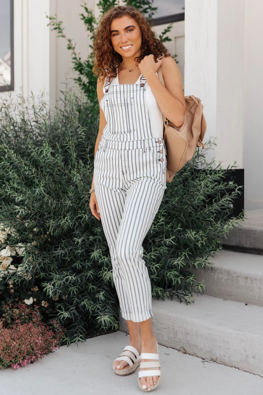 JUDY BLUE Railroad Stripe Overalls