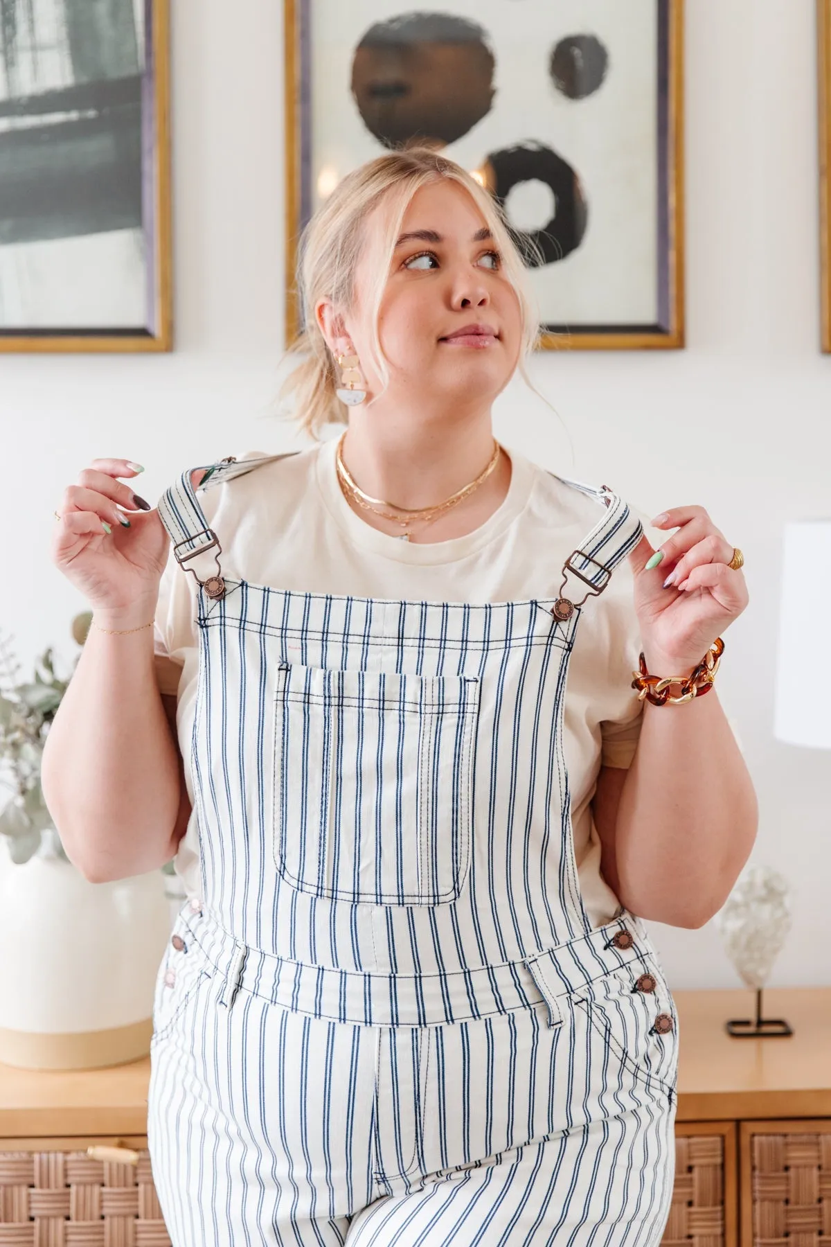 JUDY BLUE Railroad Stripe Overalls