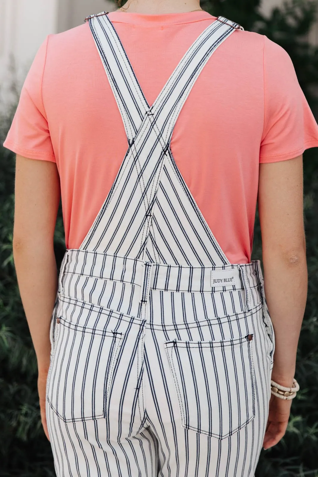 JUDY BLUE Railroad Stripe Overalls