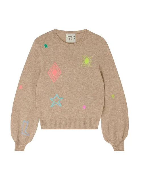 JUMPER 1234 | Cashmere Cowboy Icon Crew Sweater | Organic Light Brown