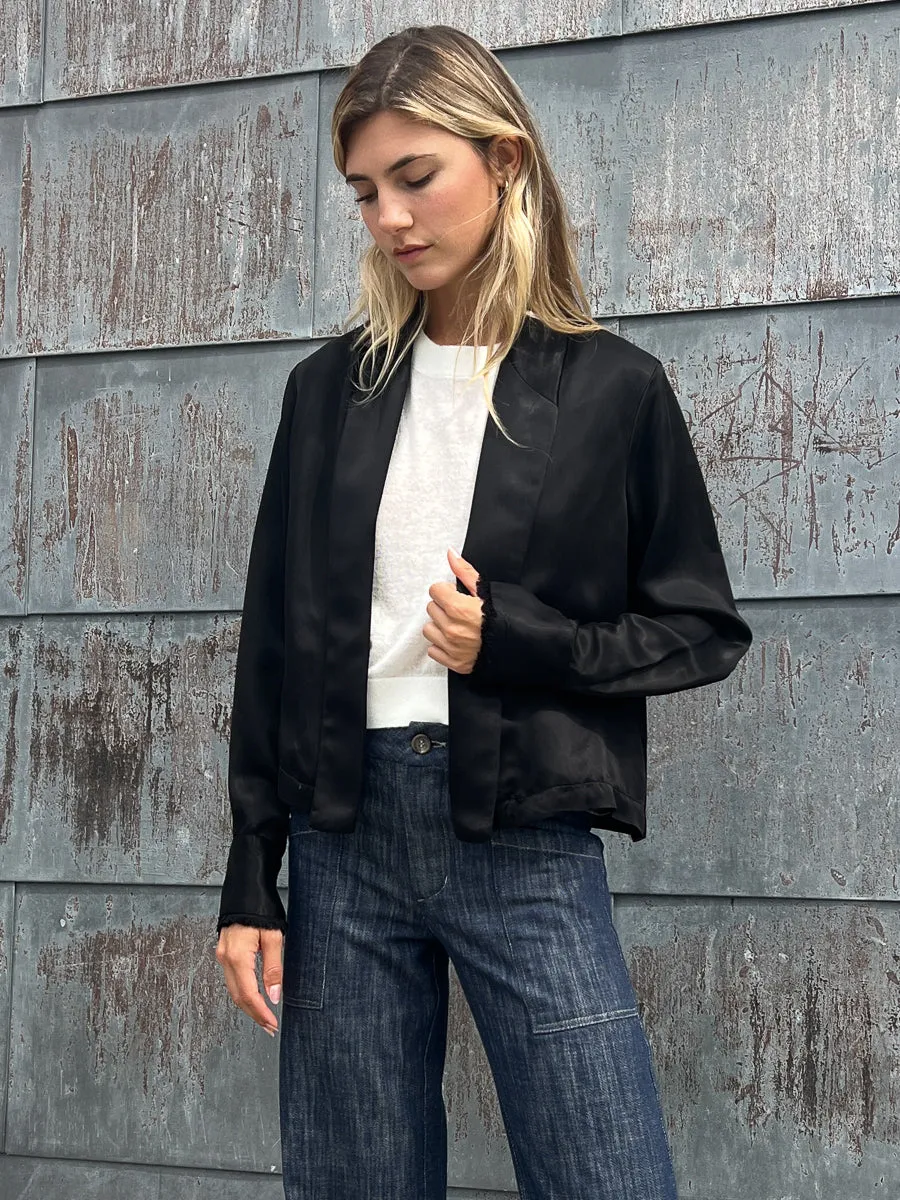 Junior Tux Jacket in Heirloom Satin - Black