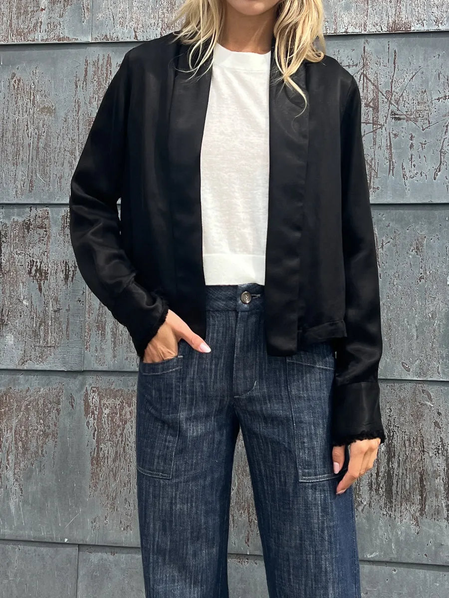 Junior Tux Jacket in Heirloom Satin - Black