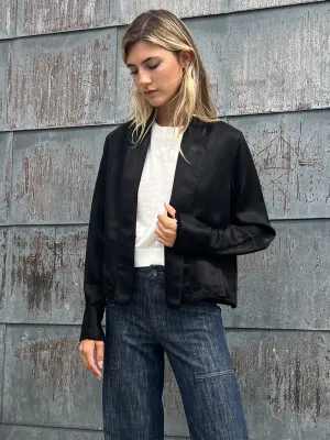 Junior Tux Jacket in Heirloom Satin - Black