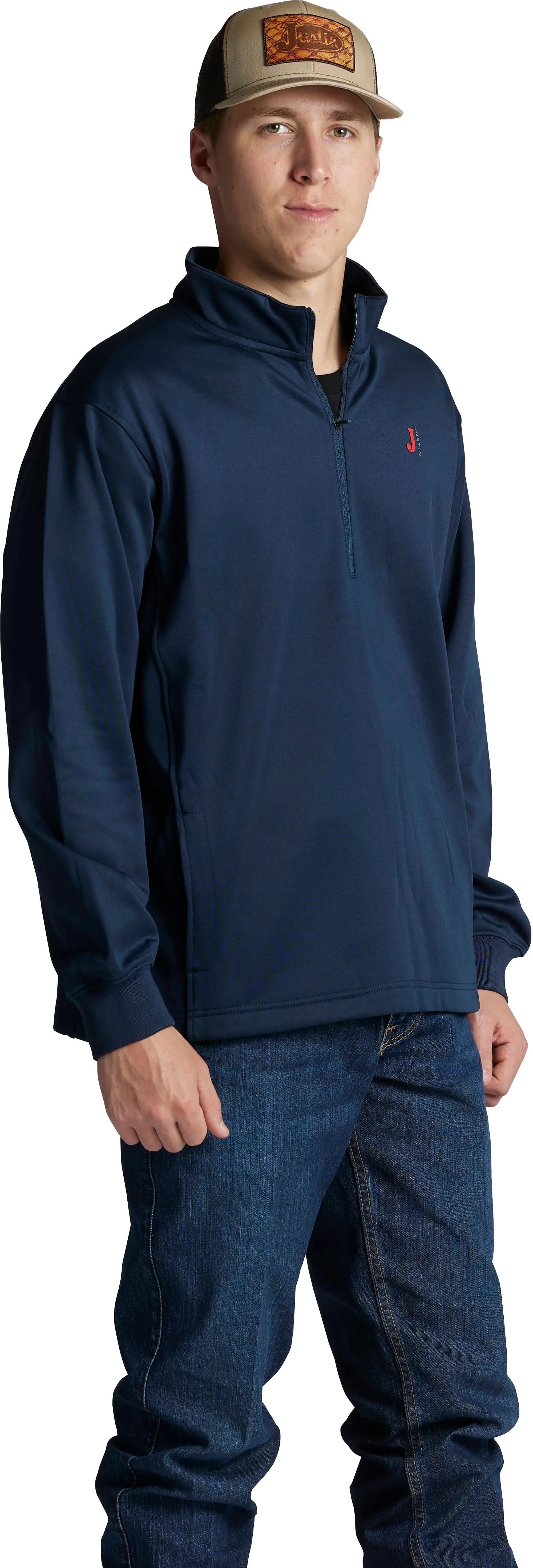 Justin Men's Nashville 1/4 Fleece Zip Up Jacket in Heather Navy