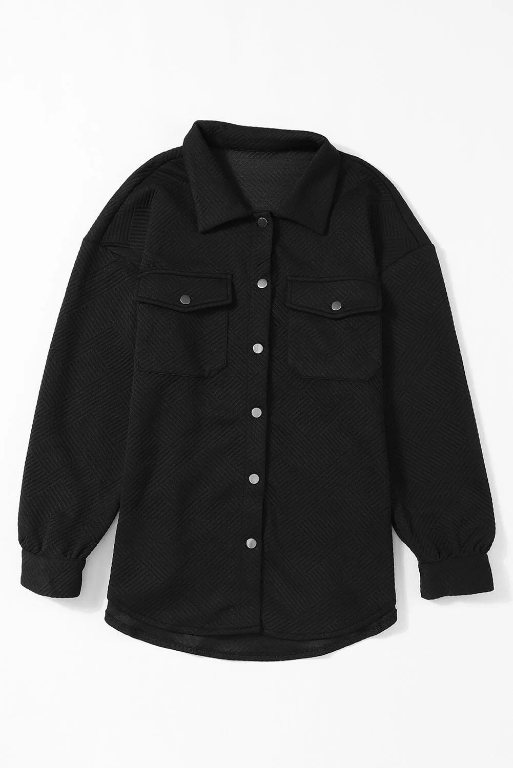 KaleaBoutique Solid Textured Flap Pocket Buttoned Shacket