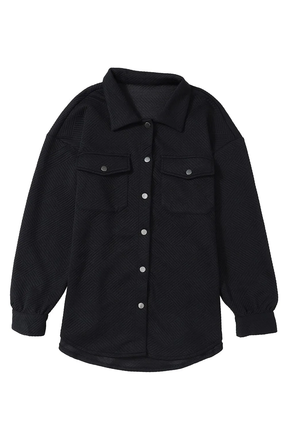 KaleaBoutique Solid Textured Flap Pocket Buttoned Shacket
