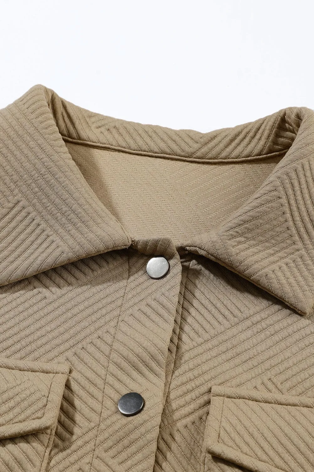 KaleaBoutique Solid Textured Flap Pocket Buttoned Shacket