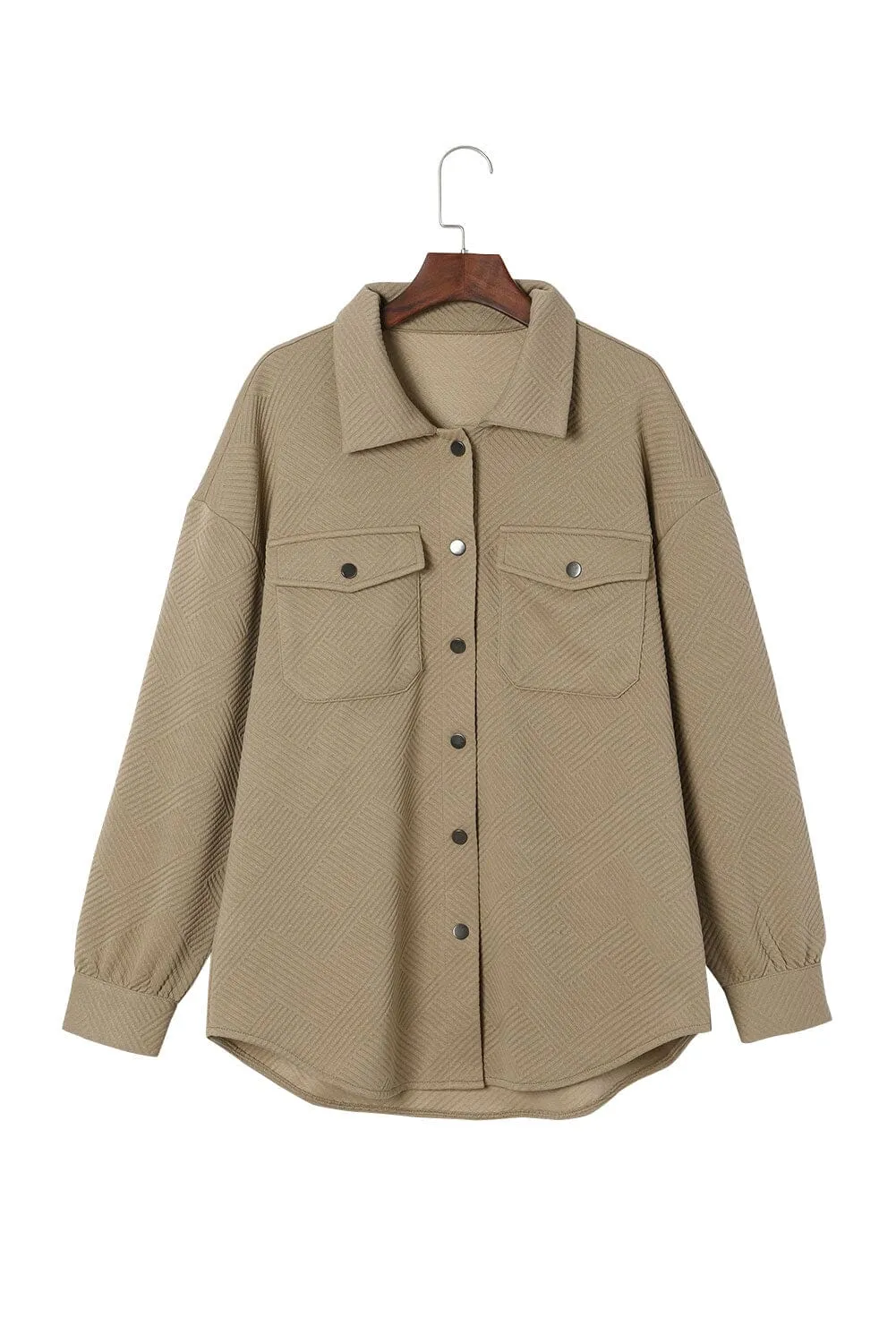 KaleaBoutique Solid Textured Flap Pocket Buttoned Shacket
