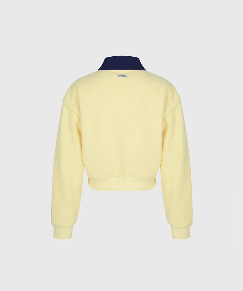 KANDINI French Terry 2-Way Zip-Up - Lemon
