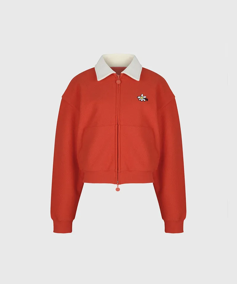 KANDINI French Terry 2-Way Zip-Up - Red
