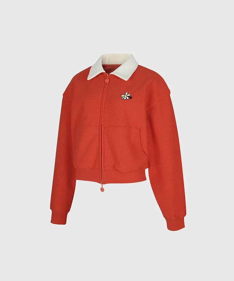 KANDINI French Terry 2-Way Zip-Up - Red