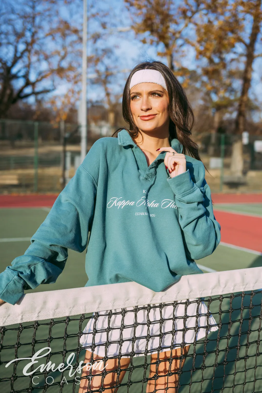 Kappa Alpha Theta Emerald Oversized Collared Crew