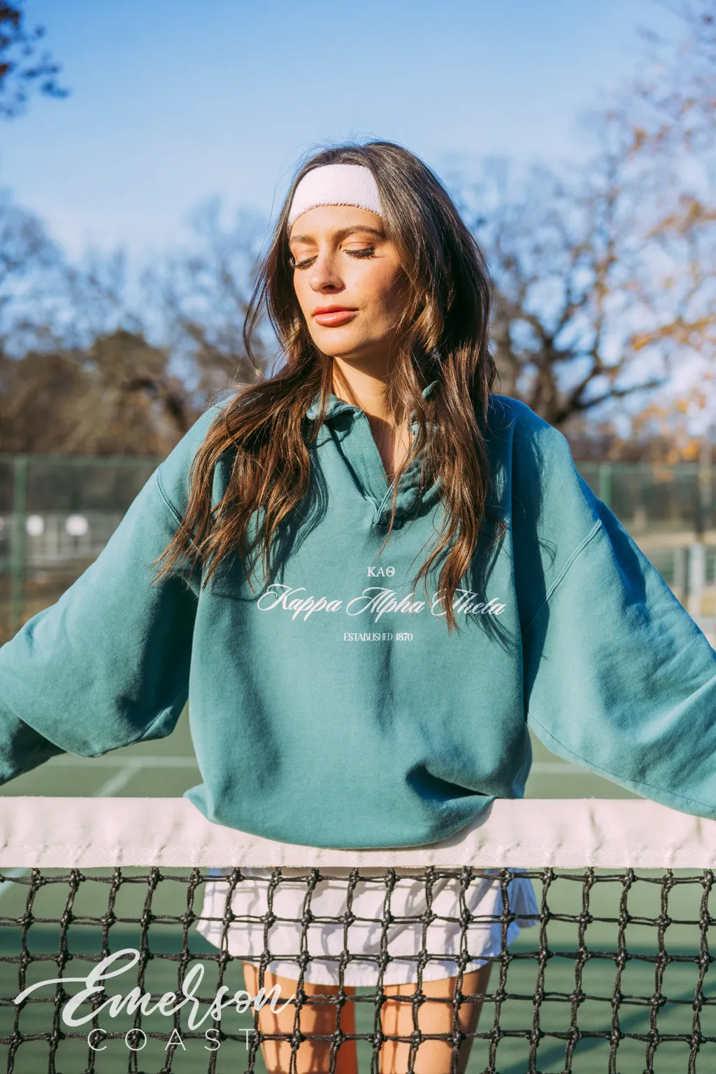 Kappa Alpha Theta Emerald Oversized Collared Crew