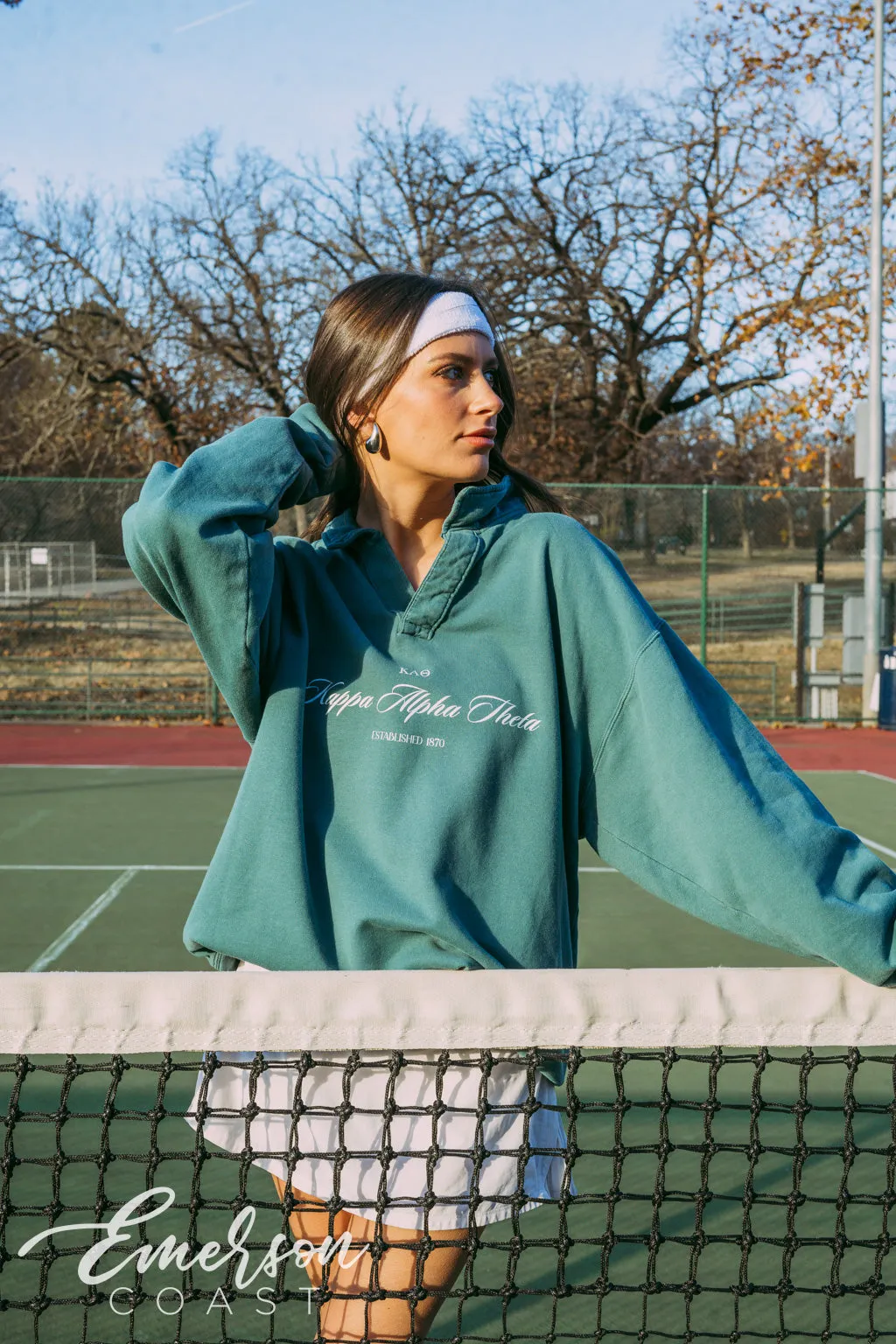 Kappa Alpha Theta Emerald Oversized Collared Crew