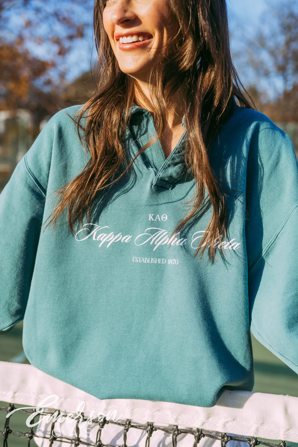 Kappa Alpha Theta Emerald Oversized Collared Crew