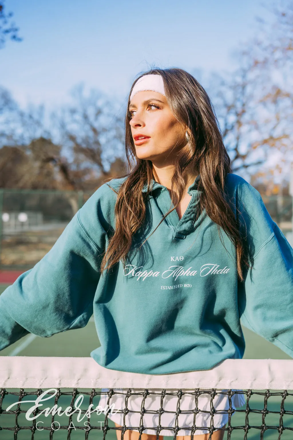 Kappa Alpha Theta Emerald Oversized Collared Crew