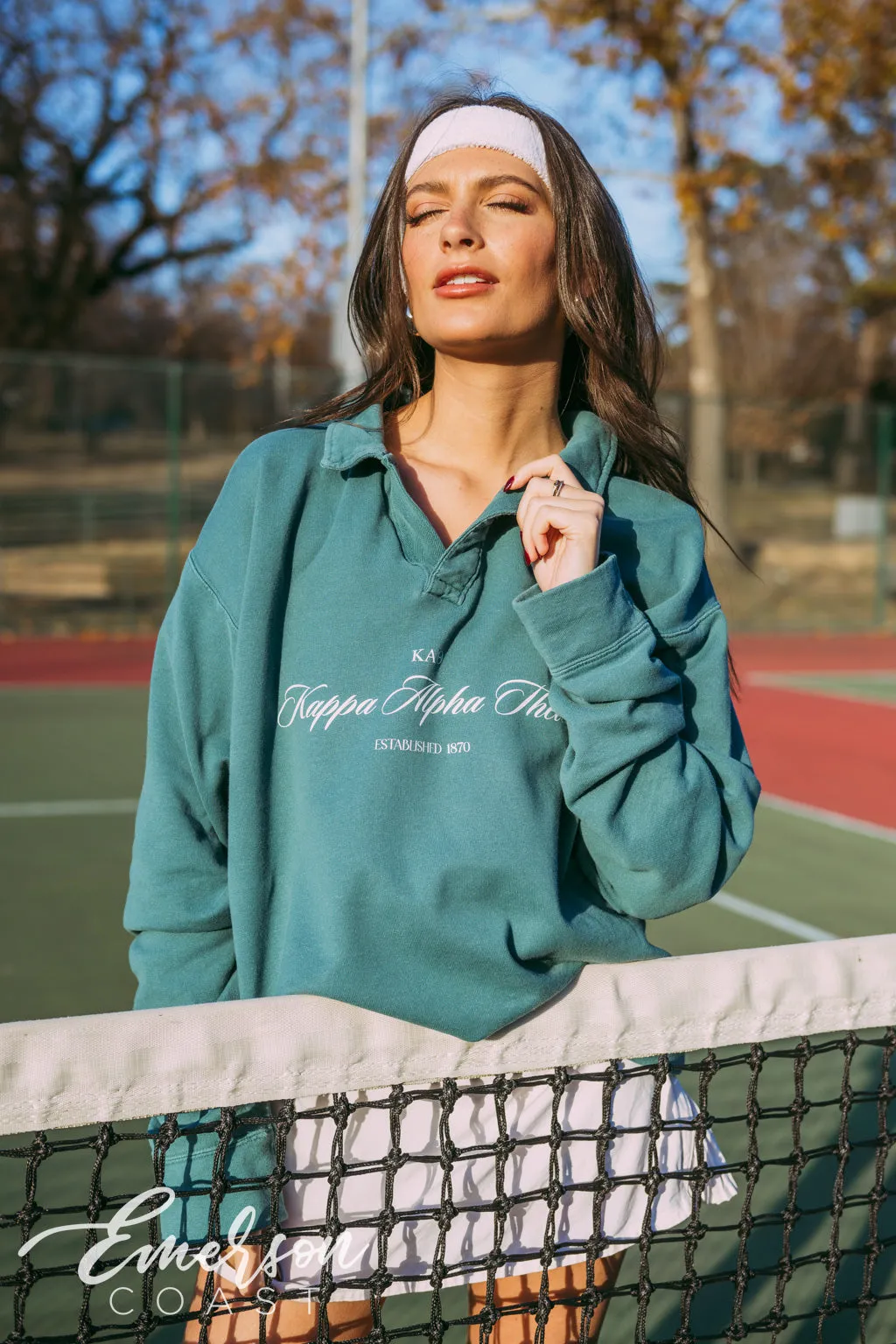 Kappa Alpha Theta Emerald Oversized Collared Crew