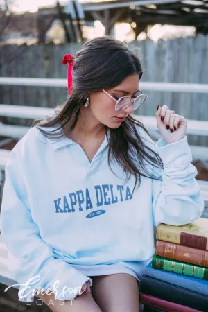 Kappa Delta Ice Blue Oversized Collared Crew