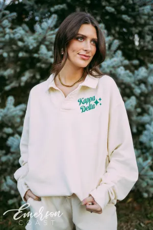 Kappa Delta Sparkle Script Oversized Collared Crew