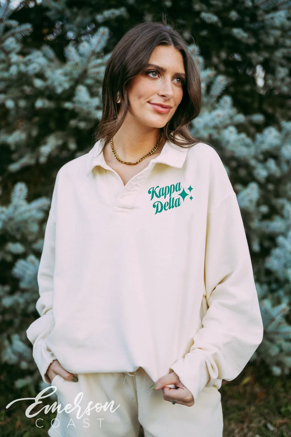 Kappa Delta Sparkle Script Oversized Collared Crew