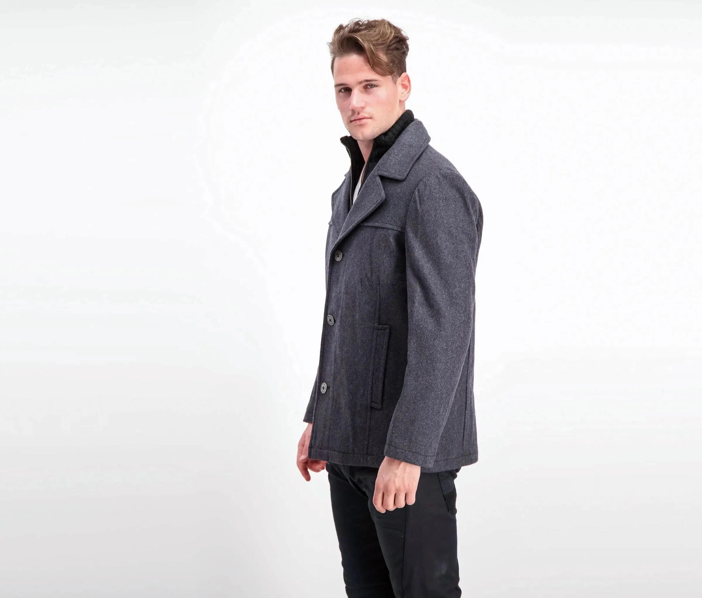 Kenneth Cole New York Men's Melton Single Breasted Coat