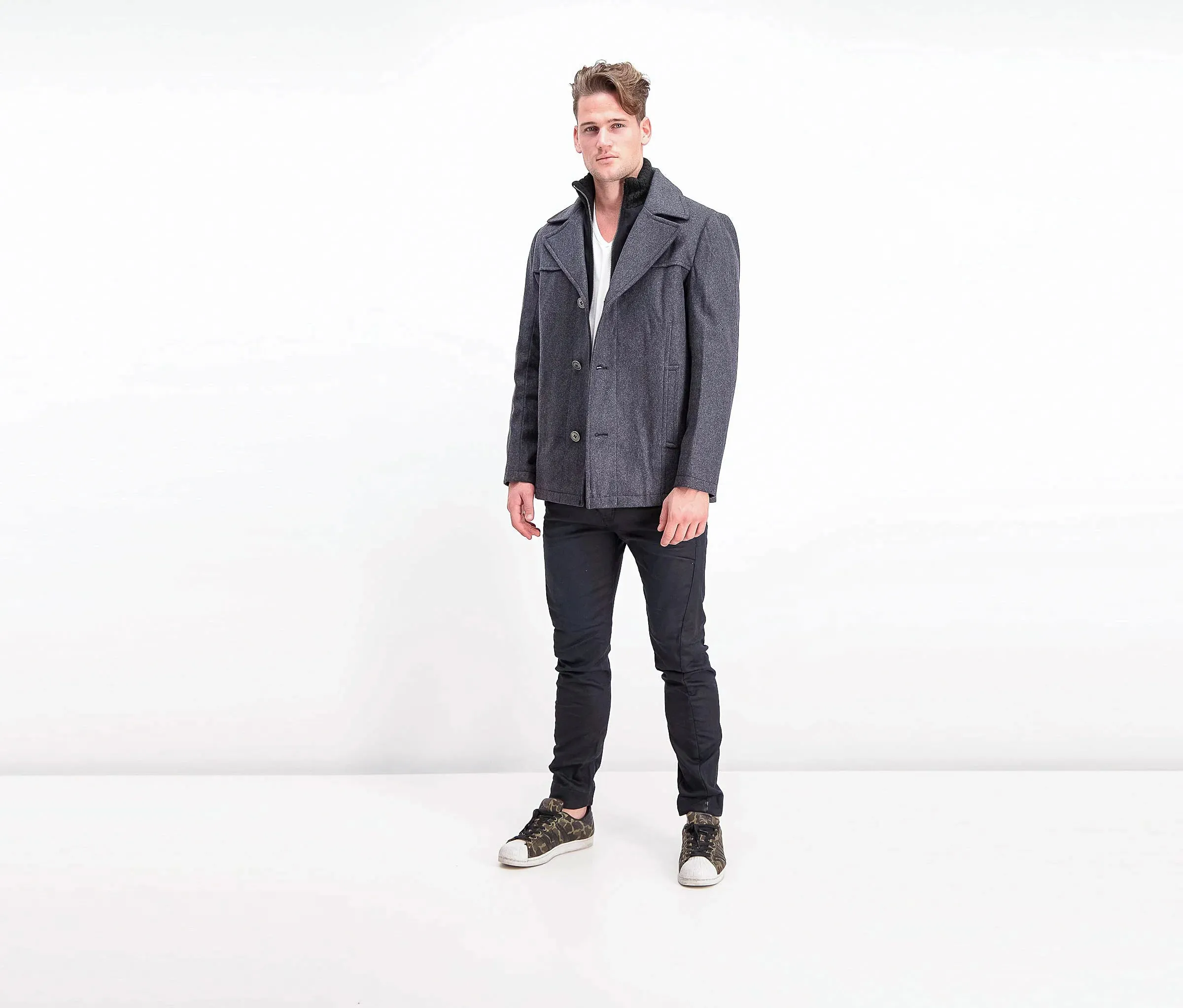 Kenneth Cole New York Men's Melton Single Breasted Coat