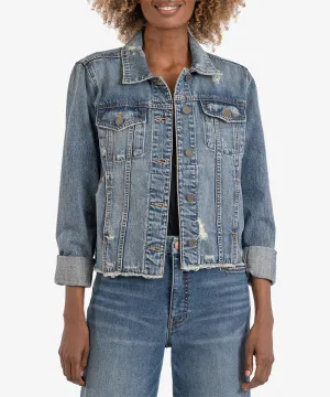 Kut From The Kloth Julia Cropped Denim Jacket in Befriend Wash