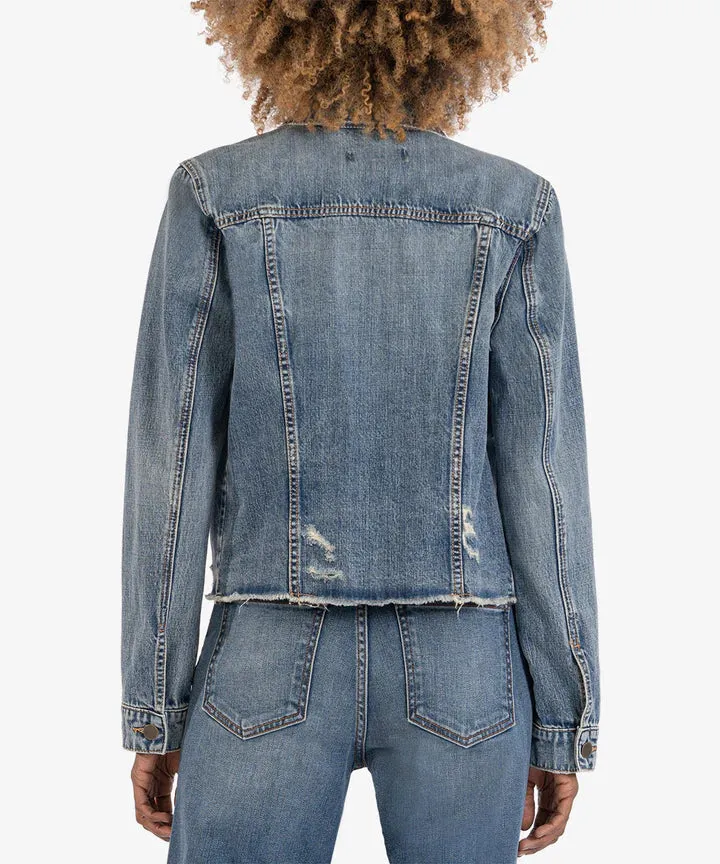 Kut From The Kloth Julia Cropped Denim Jacket in Befriend Wash