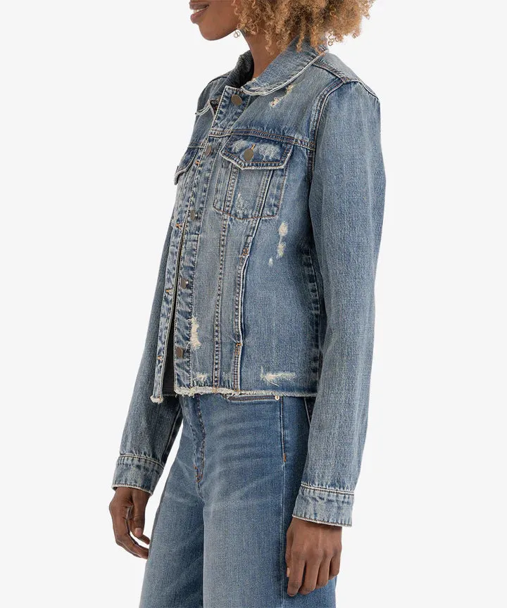 Kut From The Kloth Julia Cropped Denim Jacket in Befriend Wash